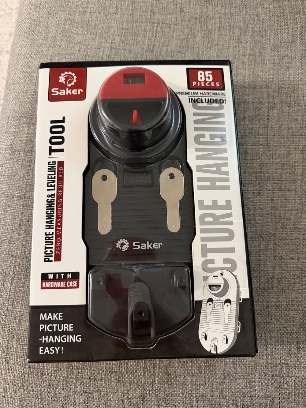 Picture Hanging & Leveling Tool in Black and Red